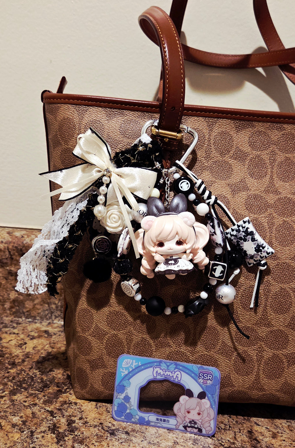 Authentic "Sea Bunny Ink White" Keychain Bag Charm