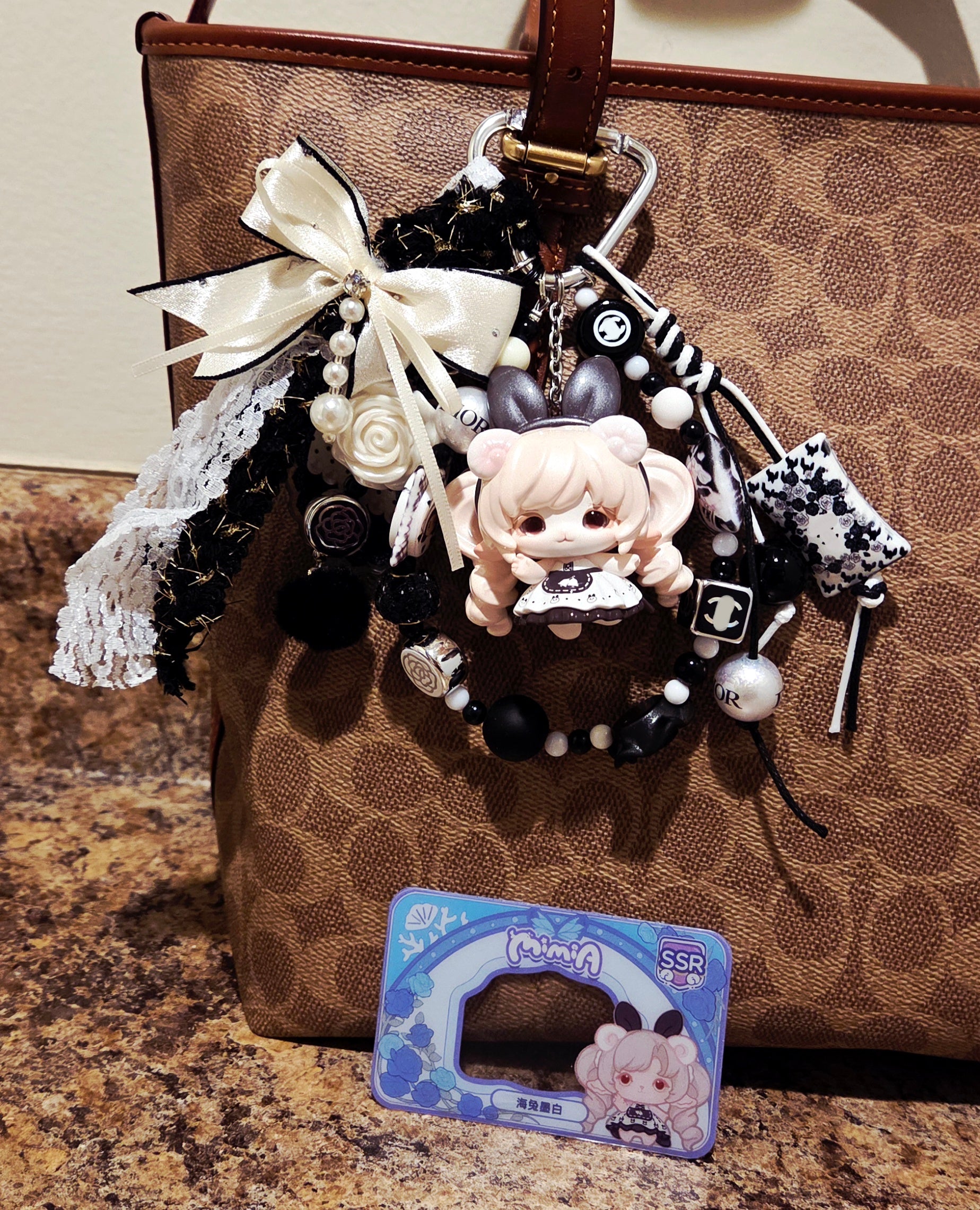 Authentic "Sea Bunny Ink White" Keychain Bag Charm